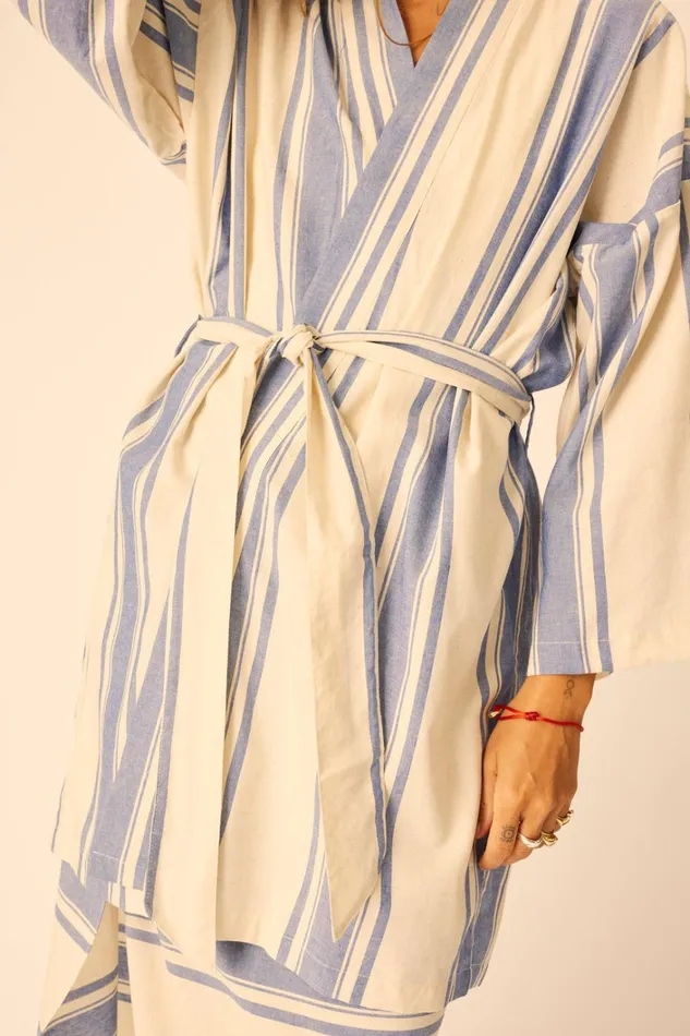 Women Natalie Martin Dresses Diane Short Robe French Stripe Blue