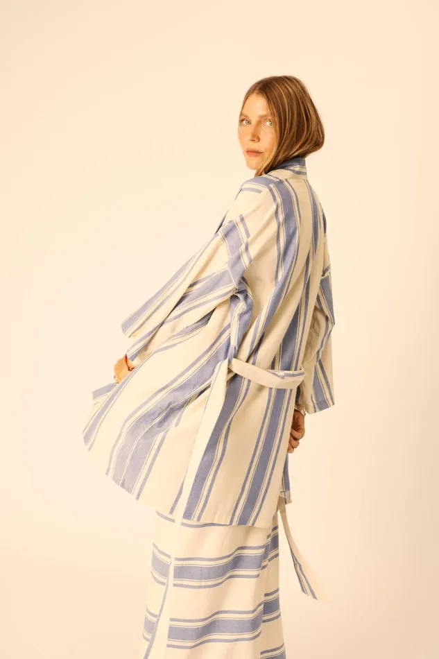 Women Natalie Martin Dresses Diane Short Robe French Stripe Blue