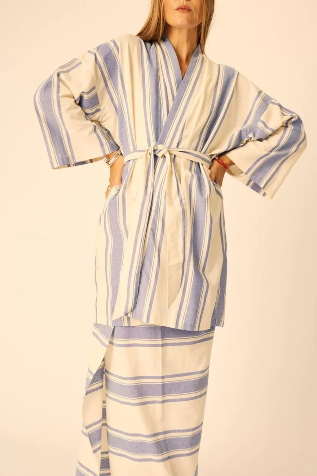 Women Natalie Martin Dresses Diane Short Robe French Stripe Blue