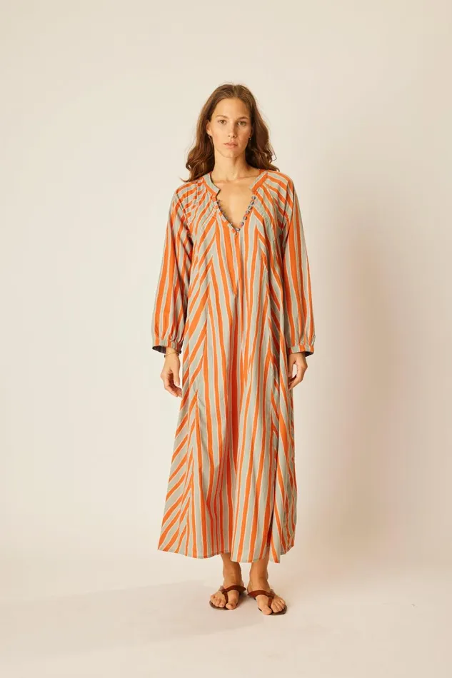 Women Natalie Martin Dresses Fiore Maxi Batik Stripe Sage