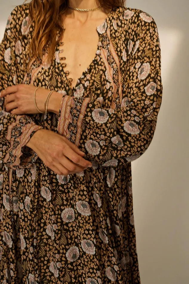 Women Natalie Martin Dresses Fiore Maxi Vintage Flowers Sepia