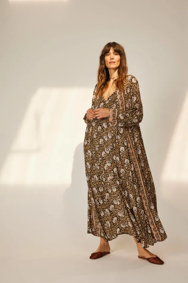 Women Natalie Martin Dresses Fiore Maxi Vintage Flowers Sepia
