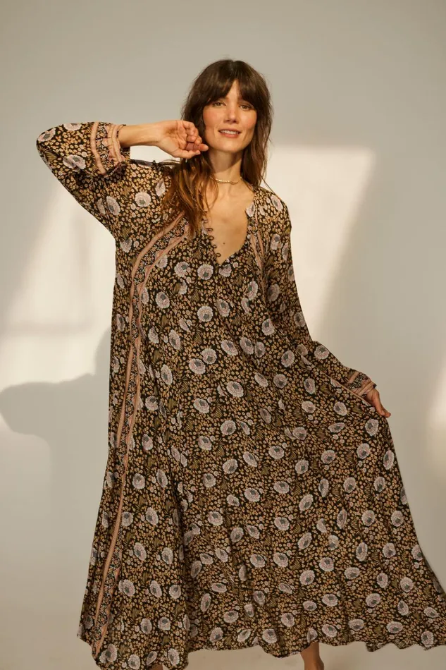 Women Natalie Martin Dresses Fiore Maxi Vintage Flowers Sepia