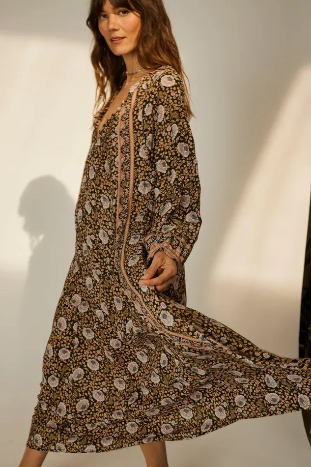 Women Natalie Martin Dresses Fiore Maxi Vintage Flowers Sepia