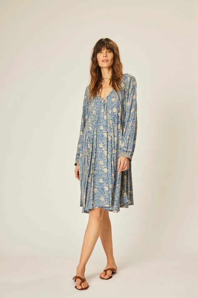 Women Natalie Martin Dresses Fiore Short Dress Water Lily Blue