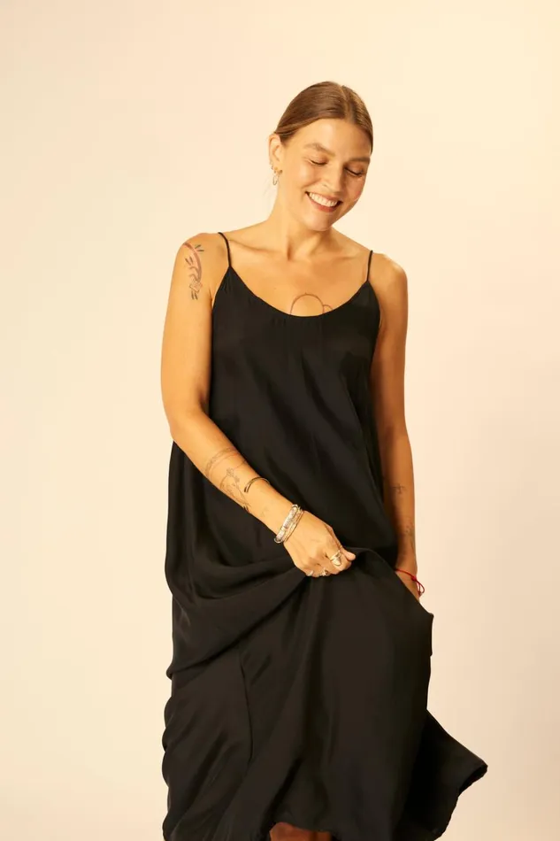 Women Natalie Martin Dresses Heather Maxi Black Silk