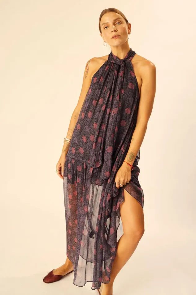 Women Natalie Martin Dresses Indiana Maxi Snowflake Aubergine