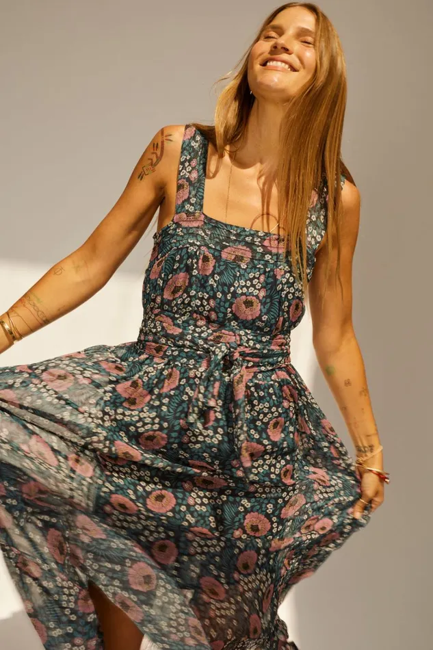 Women Natalie Martin Dresses Jasmine Maxi Vintage Flowers Indigo