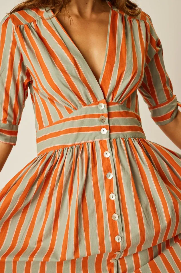 Women Natalie Martin Dresses Layla Dress Batik Stripe Sage