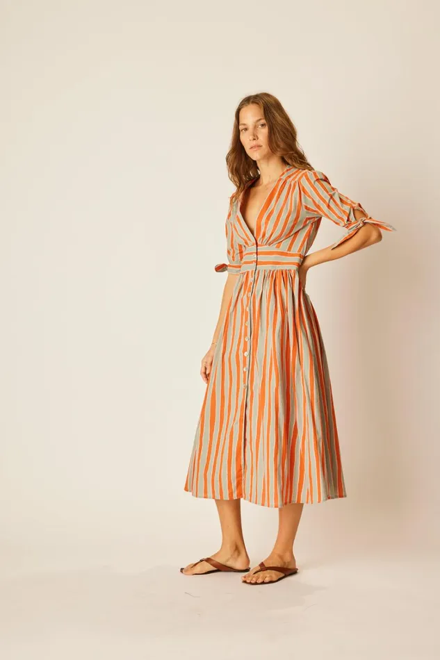 Women Natalie Martin Dresses Layla Dress Batik Stripe Sage