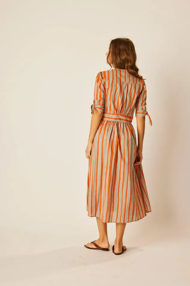 Women Natalie Martin Dresses Layla Dress Batik Stripe Sage