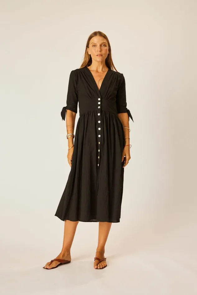 Women Natalie Martin Dresses Layla Dress Black Flat Cotton