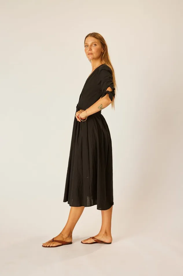 Women Natalie Martin Dresses Layla Dress Black Flat Cotton