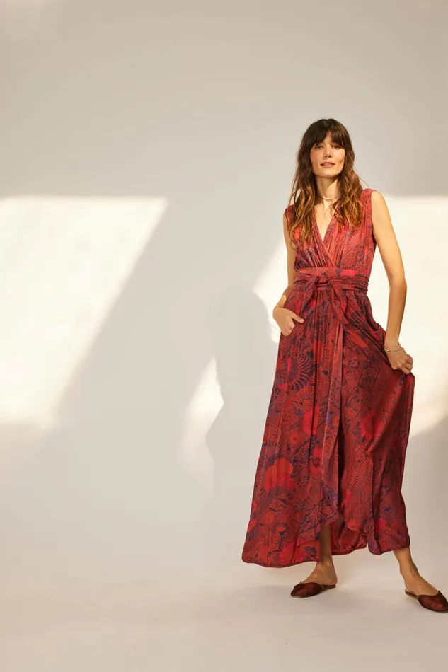 Women Natalie Martin Dresses Nico Sleeveless Maxi Peacock Currant