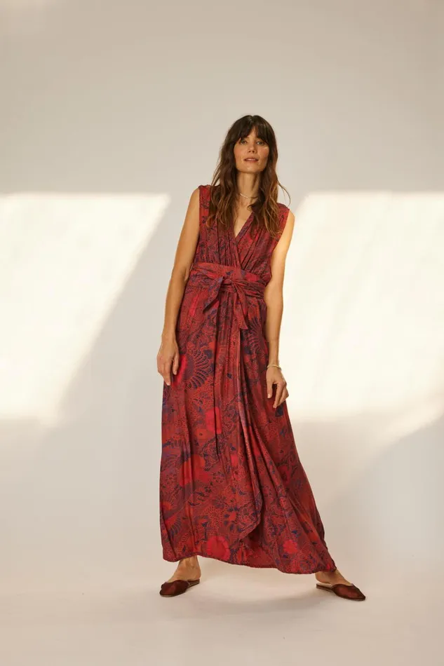 Women Natalie Martin Dresses Nico Sleeveless Maxi Peacock Currant