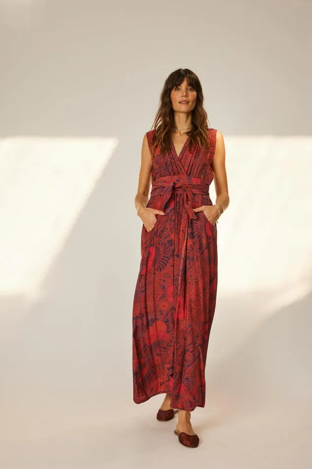 Women Natalie Martin Dresses Nico Sleeveless Maxi Peacock Currant