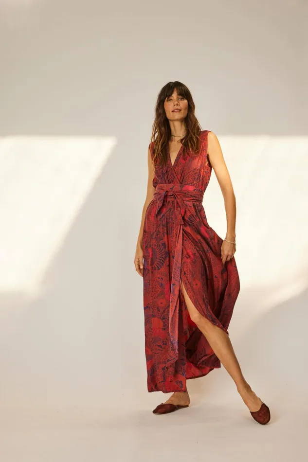 Women Natalie Martin Dresses Nico Sleeveless Maxi Peacock Currant