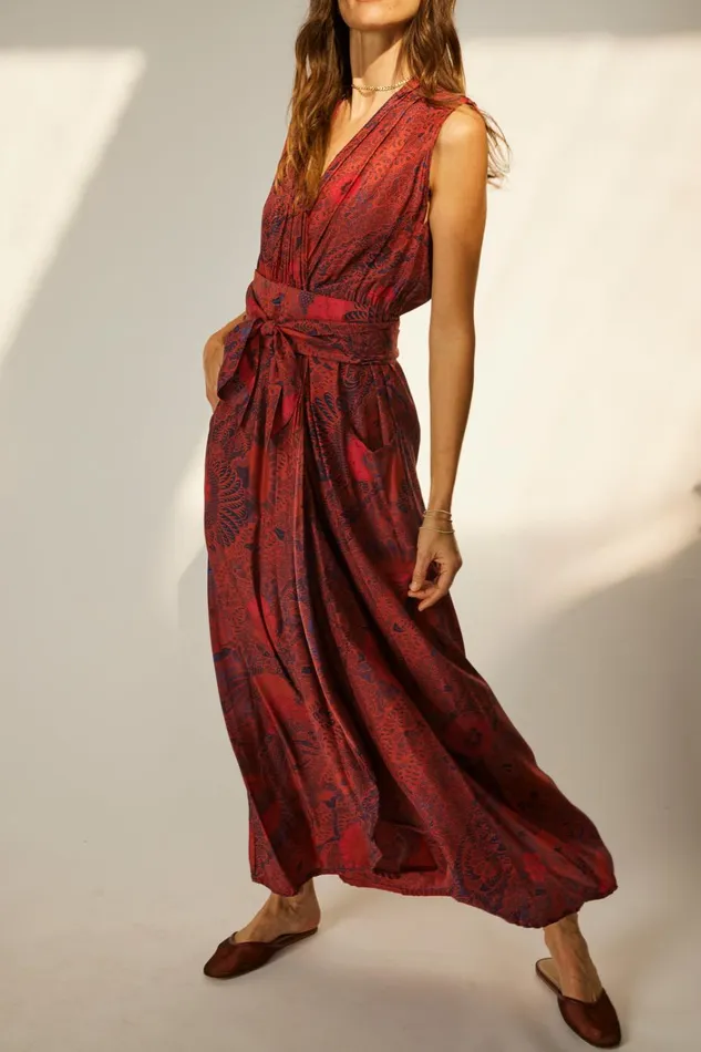 Women Natalie Martin Dresses Nico Sleeveless Maxi Peacock Currant