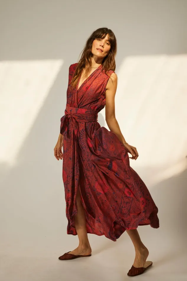 Women Natalie Martin Dresses Nico Sleeveless Maxi Peacock Currant