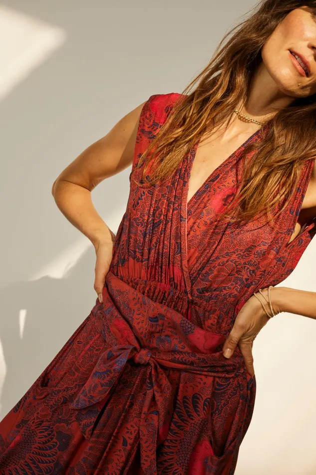 Women Natalie Martin Dresses Nico Sleeveless Maxi Peacock Currant