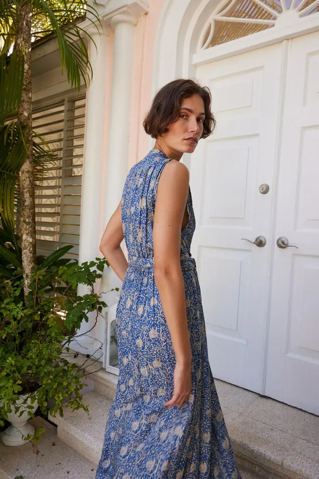 Women Natalie Martin Dresses Nico Sleeveless Maxi Water Lily Blue