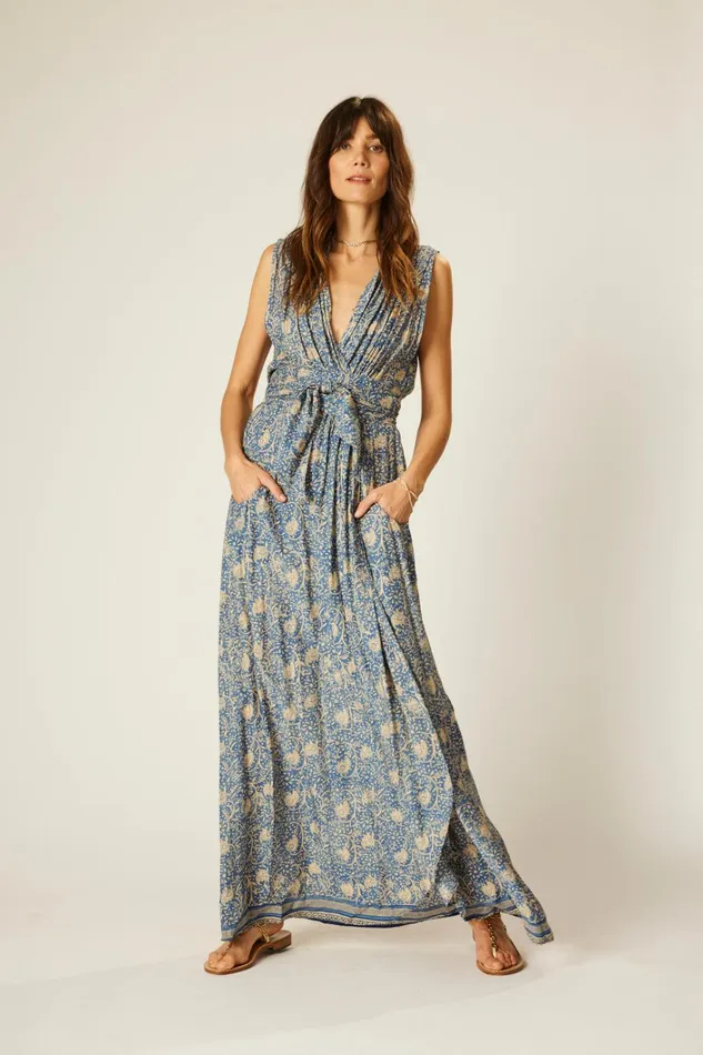 Women Natalie Martin Dresses Nico Sleeveless Maxi Water Lily Blue