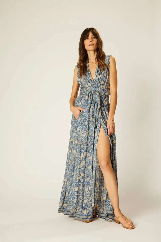 Women Natalie Martin Dresses Nico Sleeveless Maxi Water Lily Blue