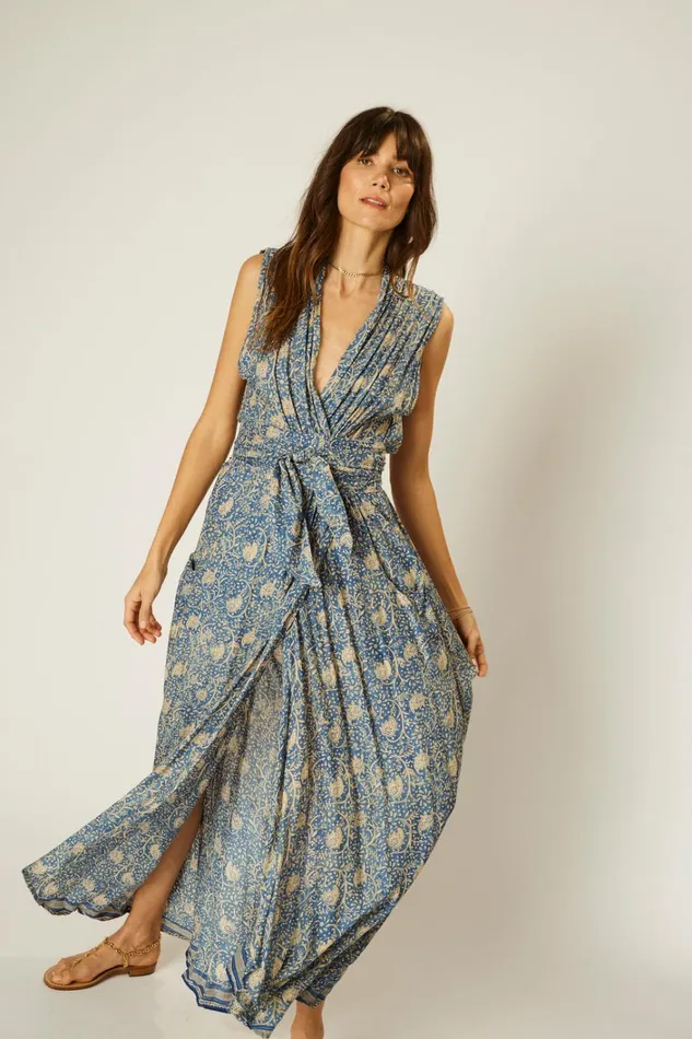 Women Natalie Martin Dresses Nico Sleeveless Maxi Water Lily Blue
