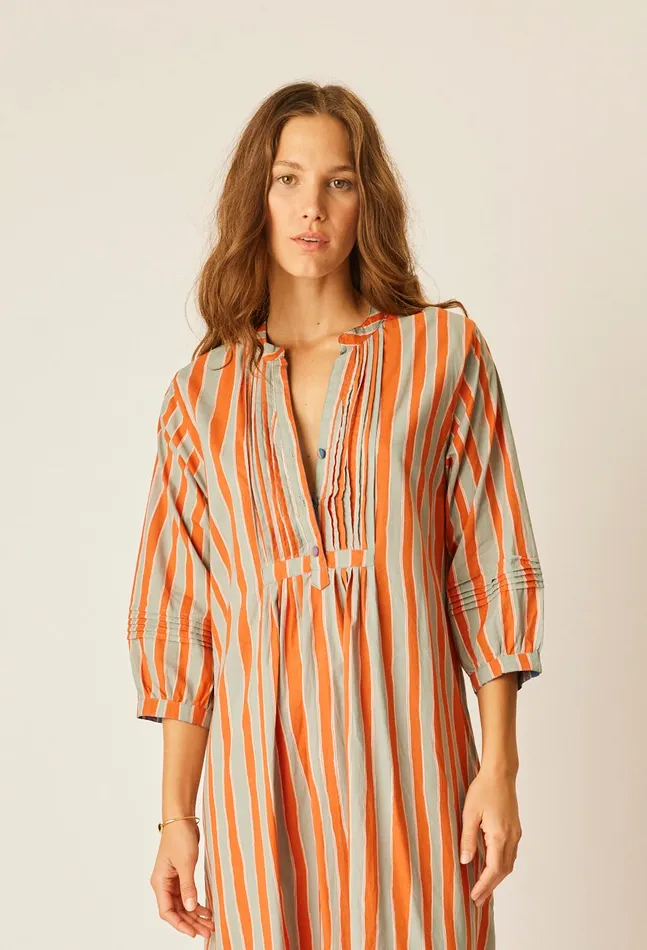 Women Natalie Martin Dresses Sammie Short Dress Batik Stripe Sage