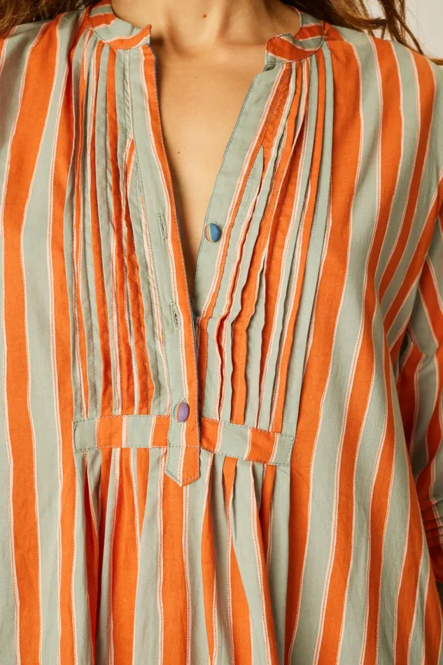 Women Natalie Martin Dresses Sammie Short Dress Batik Stripe Sage