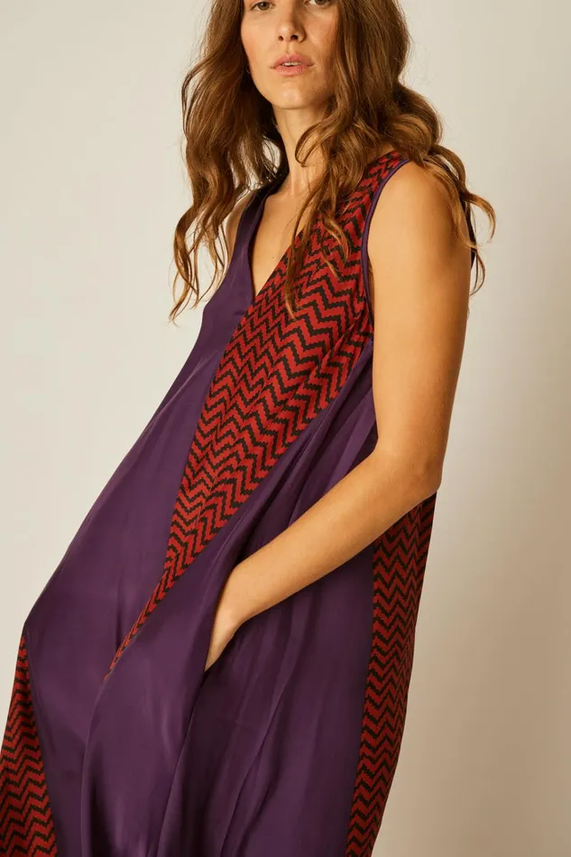 Women Natalie Martin Dresses Tova Maxi Block Zigzag Aubergine