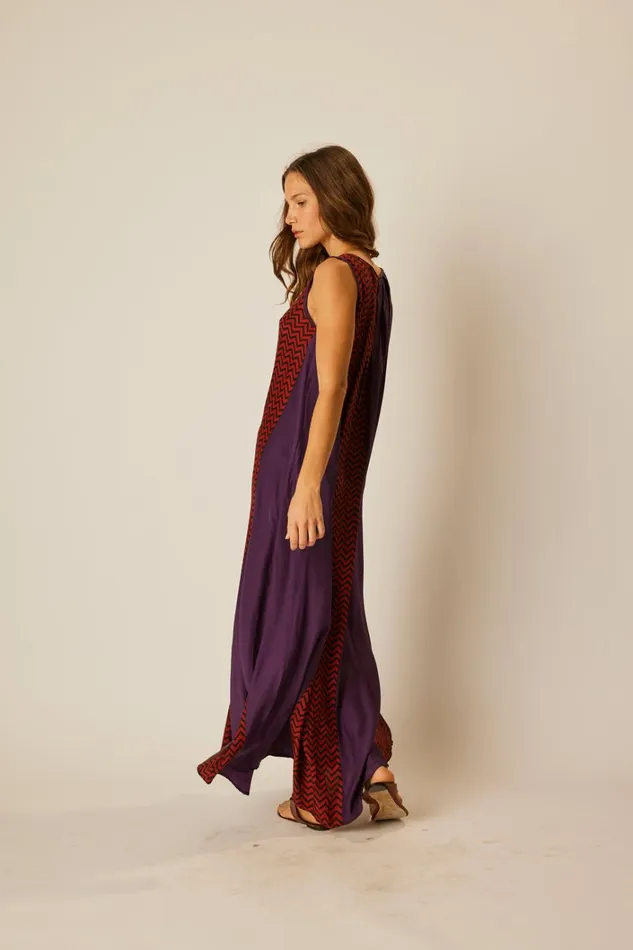 Women Natalie Martin Dresses Tova Maxi Block Zigzag Aubergine