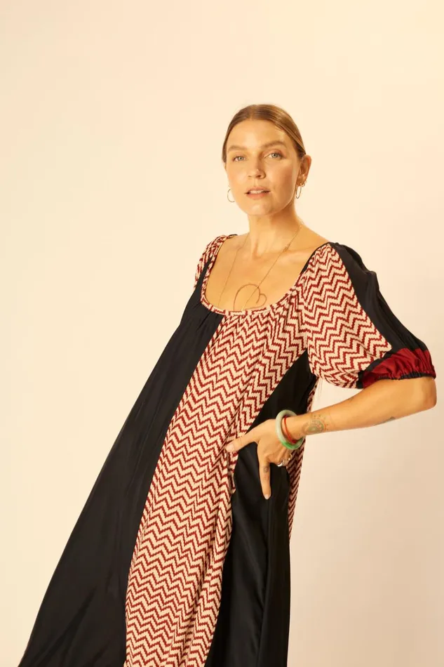 Women Natalie Martin Dresses Vivi Dress Block Zigzag Noire