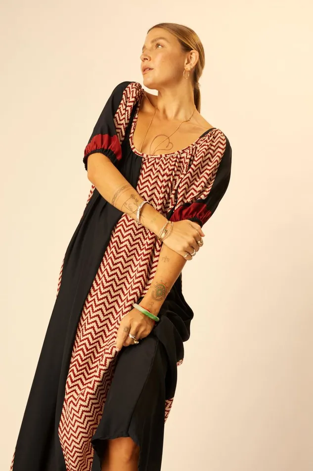 Women Natalie Martin Dresses Vivi Dress Block Zigzag Noire