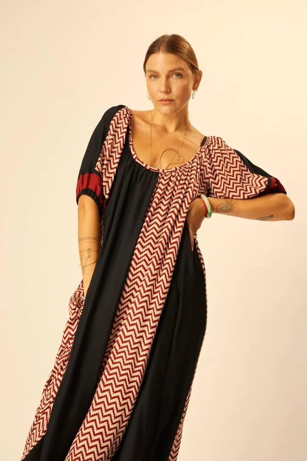 Women Natalie Martin Dresses Vivi Dress Block Zigzag Noire