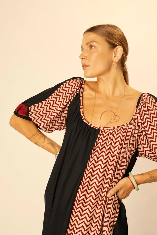 Women Natalie Martin Dresses Vivi Dress Block Zigzag Noire