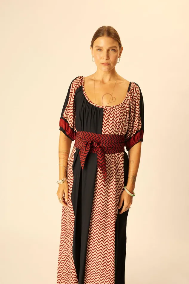 Women Natalie Martin Dresses Vivi Dress Block Zigzag Noire