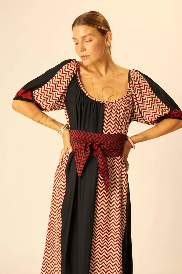 Women Natalie Martin Dresses Vivi Dress Block Zigzag Noire