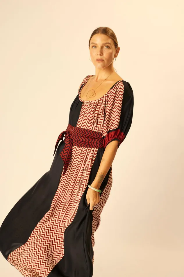 Women Natalie Martin Dresses Vivi Dress Block Zigzag Noire