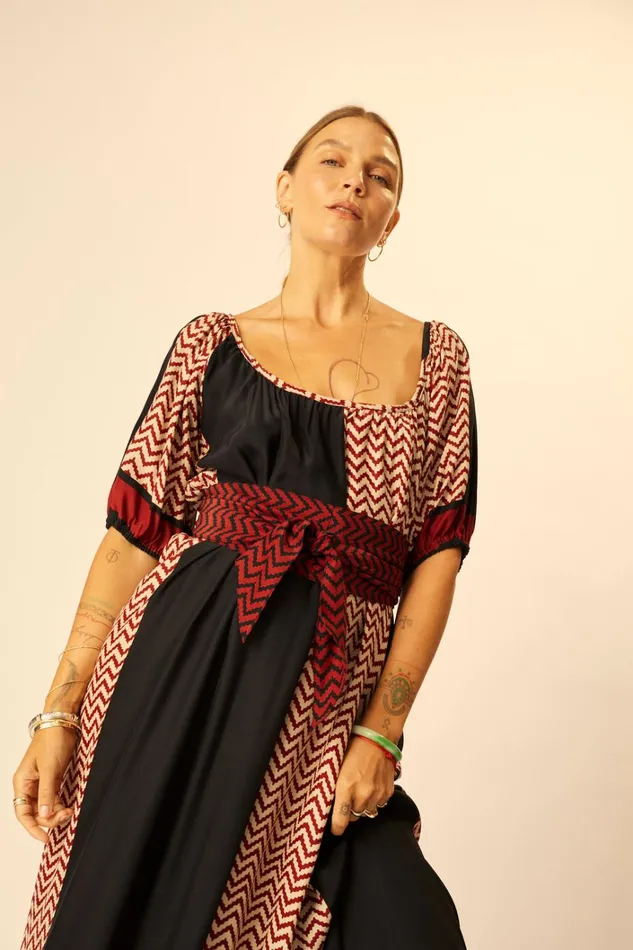 Women Natalie Martin Dresses Vivi Dress Block Zigzag Noire