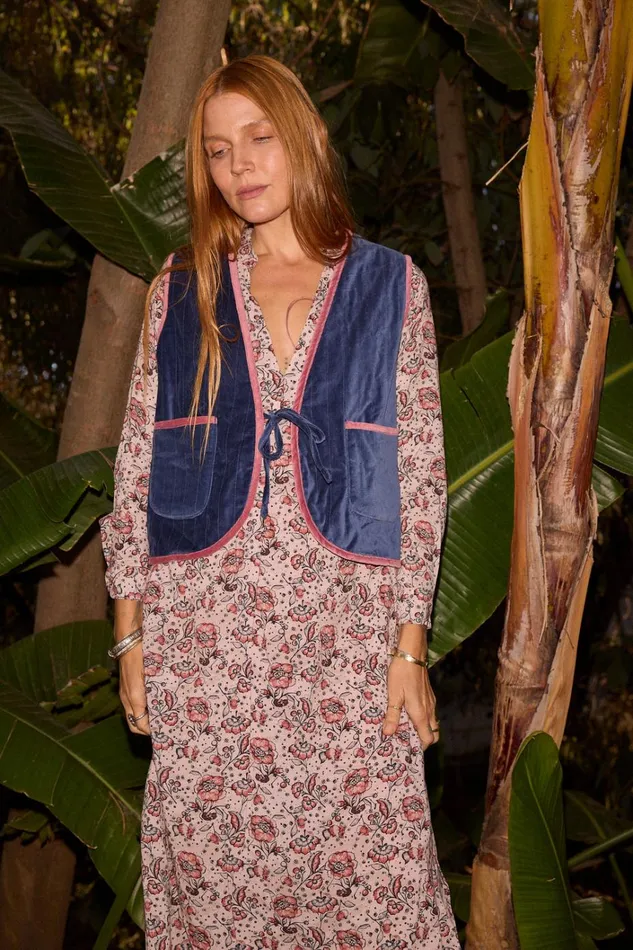 Women Natalie Martin Jackets and Vests Felicity Vest Cotton Velvet Blush