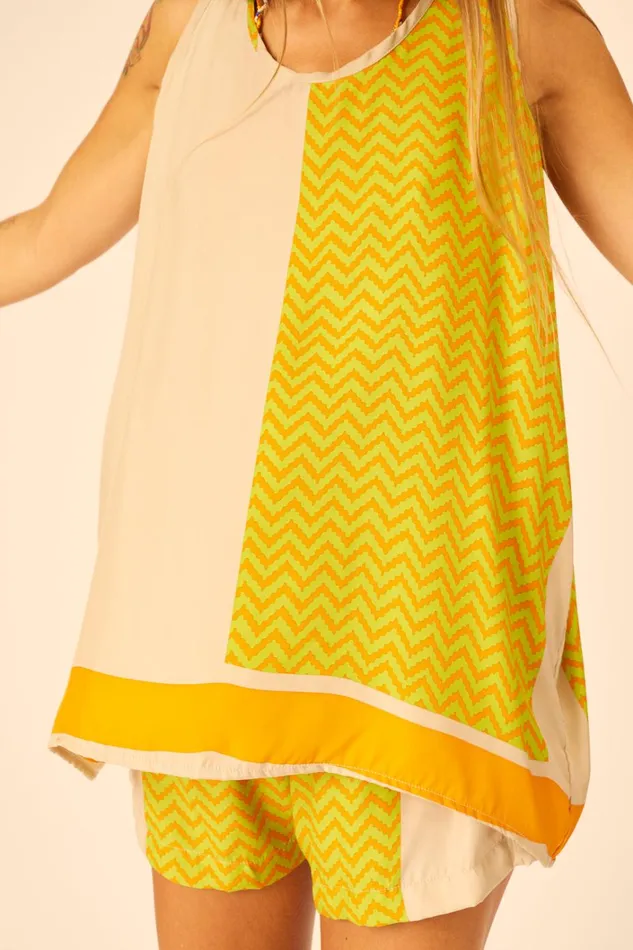 Women Natalie Martin Tops Ariana Tank Block Zigzag Tangerine