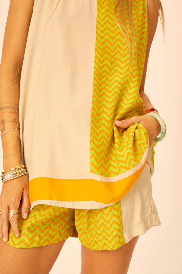 Women Natalie Martin Tops Ariana Tank Block Zigzag Tangerine