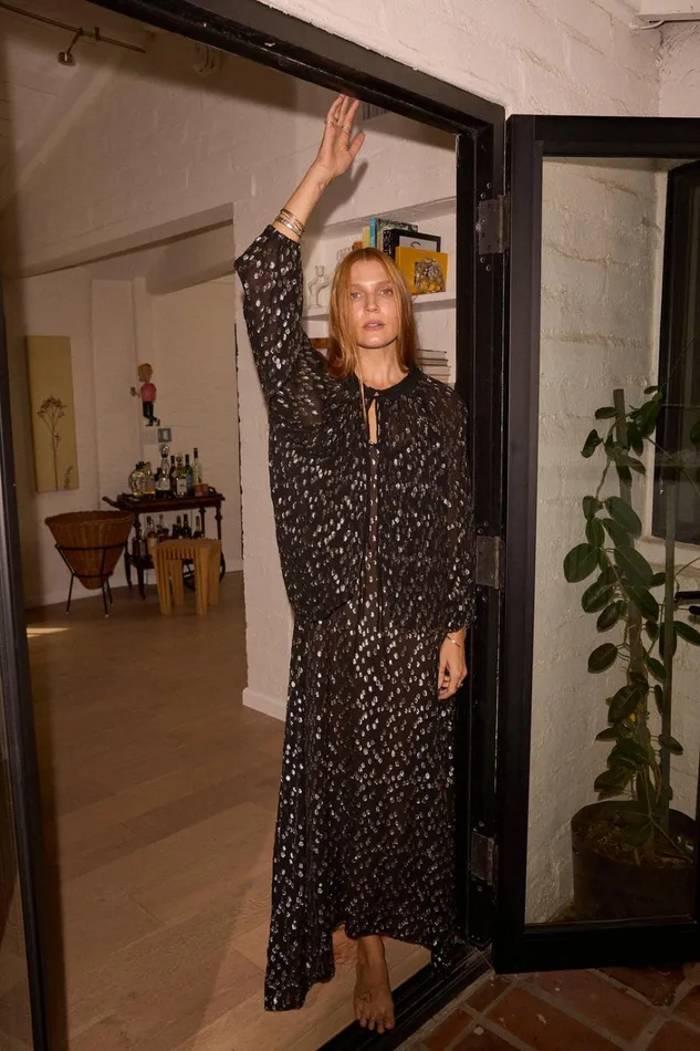 Women Natalie Martin Tops Elise Top Metallic Chiffon