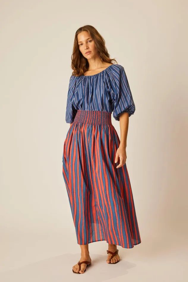 Women Natalie Martin Tops Ella Top Batik Stripe Navy