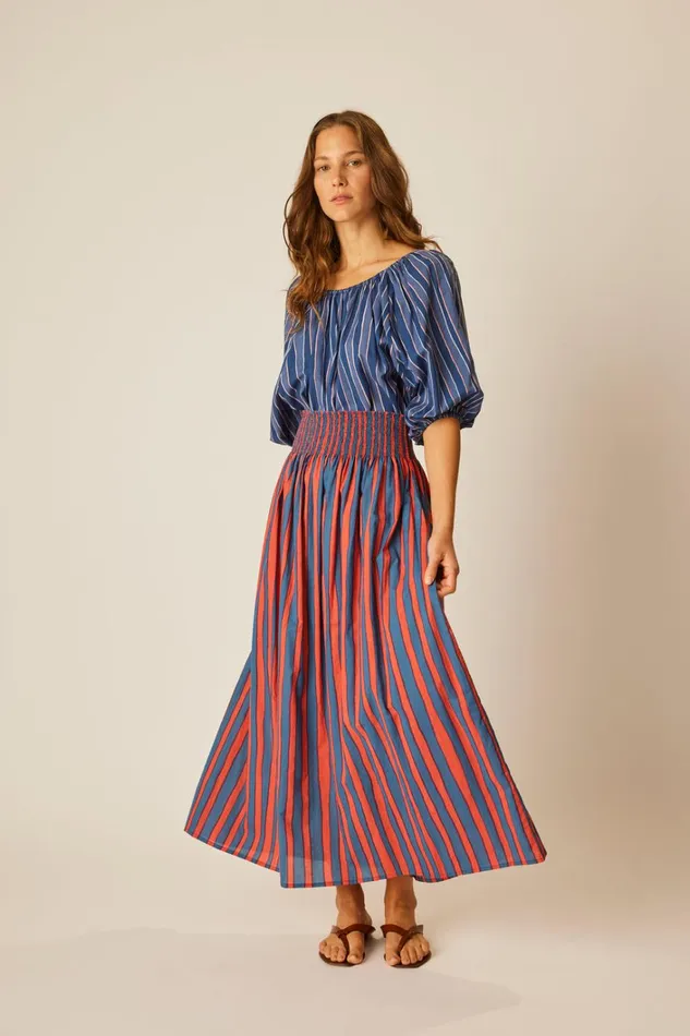 Women Natalie Martin Tops Ella Top Batik Stripe Navy