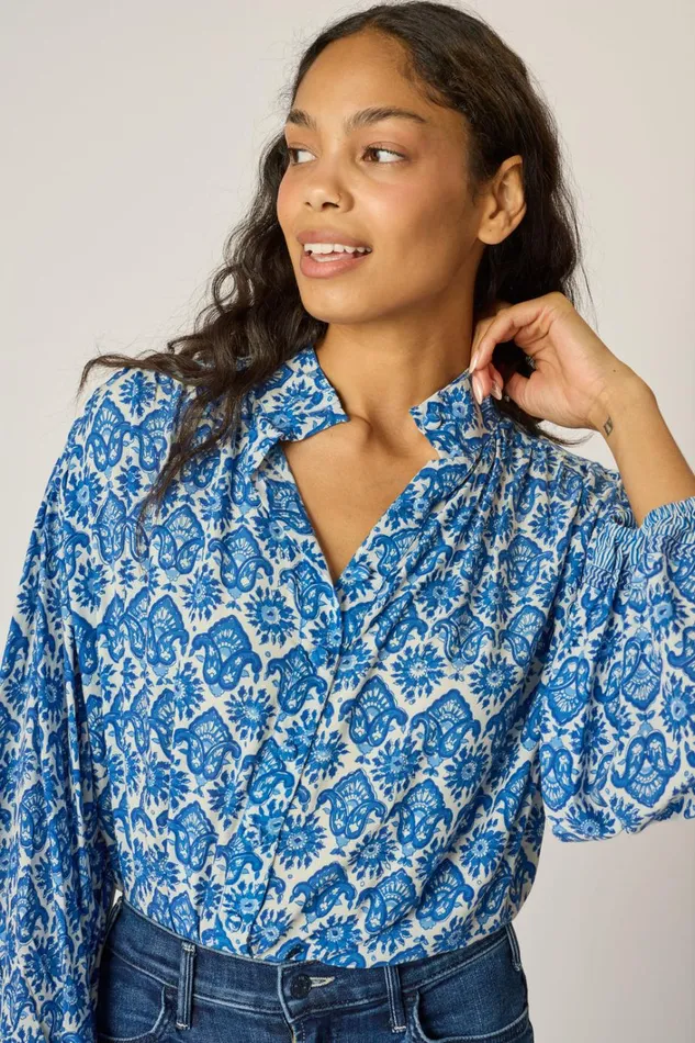 Women Natalie Martin Tops Iris Top Fleurdelis Blue Women Natalie Martin Tops Iris Top Fleurdelis Blue