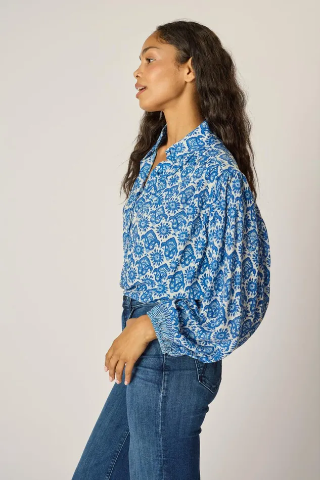 Women Natalie Martin Tops Iris Top Fleurdelis Blue Women Natalie Martin Tops Iris Top Fleurdelis Blue