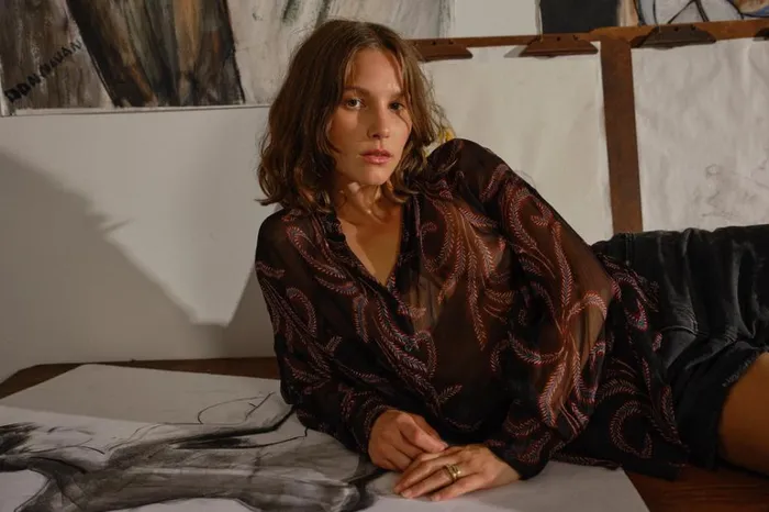 Women Natalie Martin Tops Jennifer Shirt Feather Chiffon