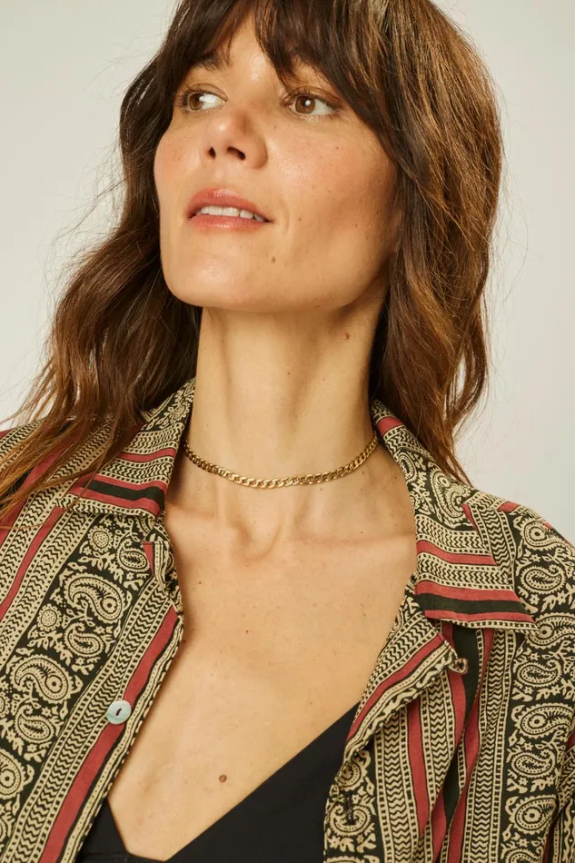 Women Natalie Martin Tops Kevin Shirt Unisex Paisley Stripe Black